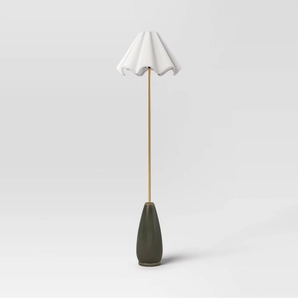 Nwt Wavy Shade Collection with Ceramic Base Floor Lamp Green - Threshold